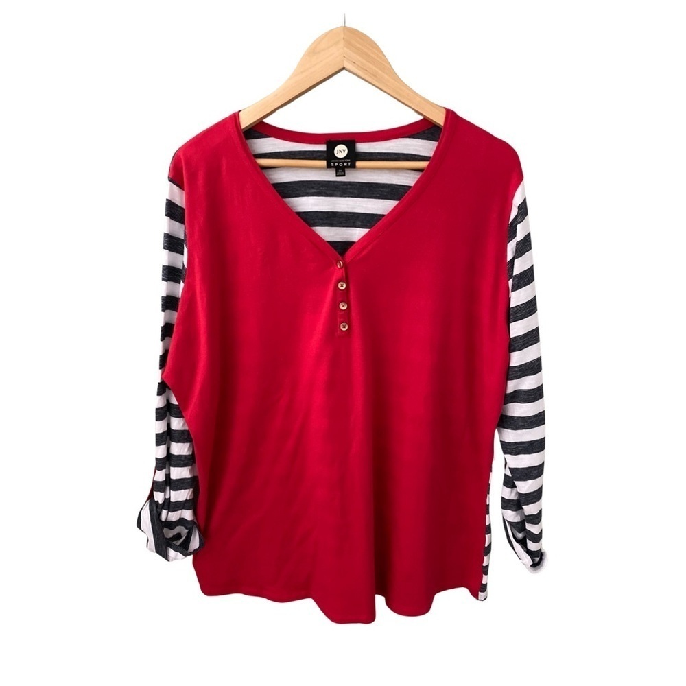 Jones New York Sport Red Convertible Sleeve Top Size 2X
